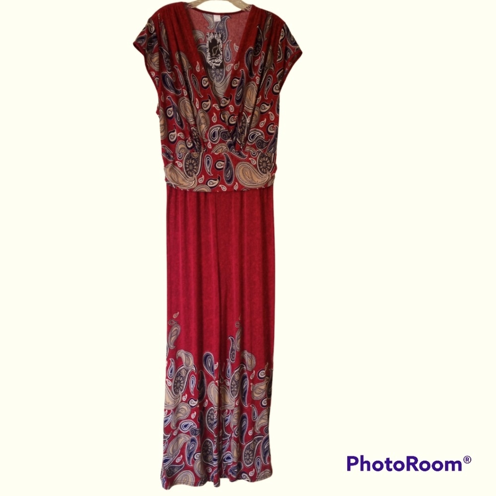 HOTS WING red paisley jumpsuit womens size XXL.